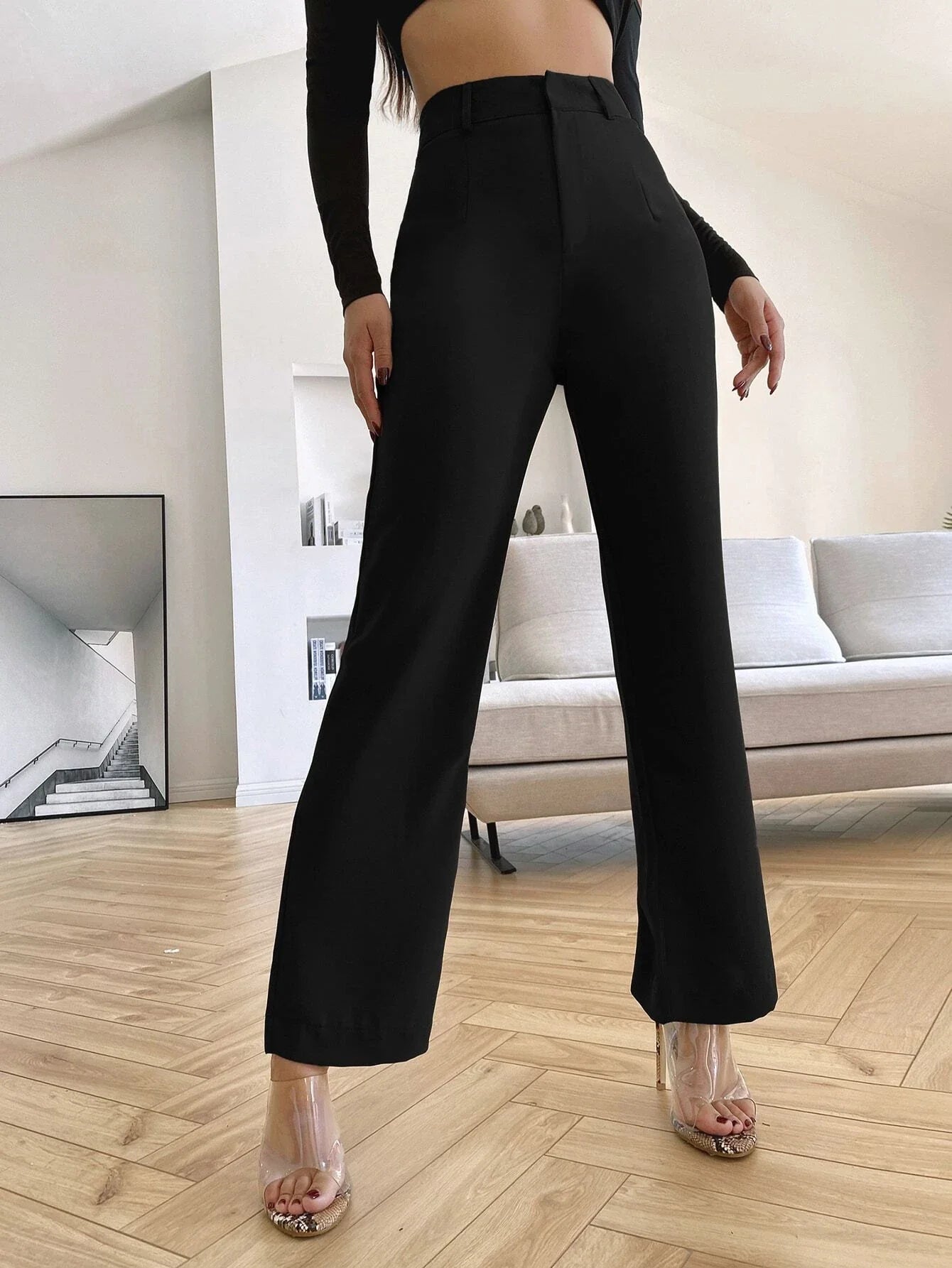 Shein BAE Solid High Rise Tailored Pants – Bagallery