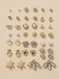 Shein- 20pairs Rhinestone Decor Earrings