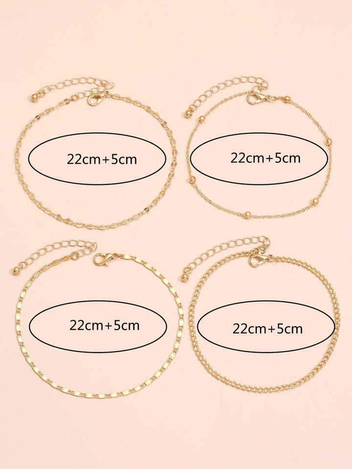 Shein- 4pcs Minimalist Anklet