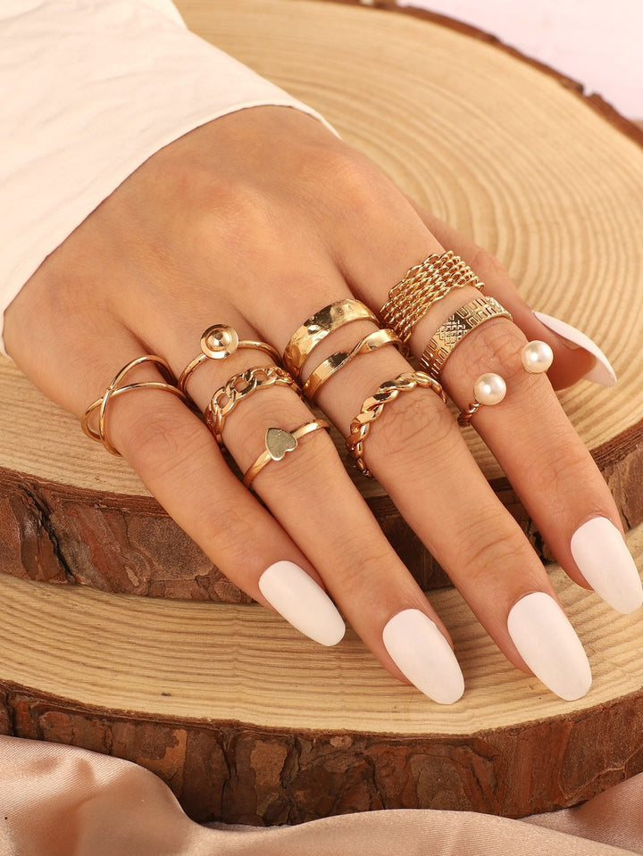 Shein 10Pcs Heart Faux Pearl Decor Ring – Bagallery