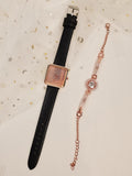 Shein- 1pc Square Pointer Quartz Watch & 1pc Bracelet