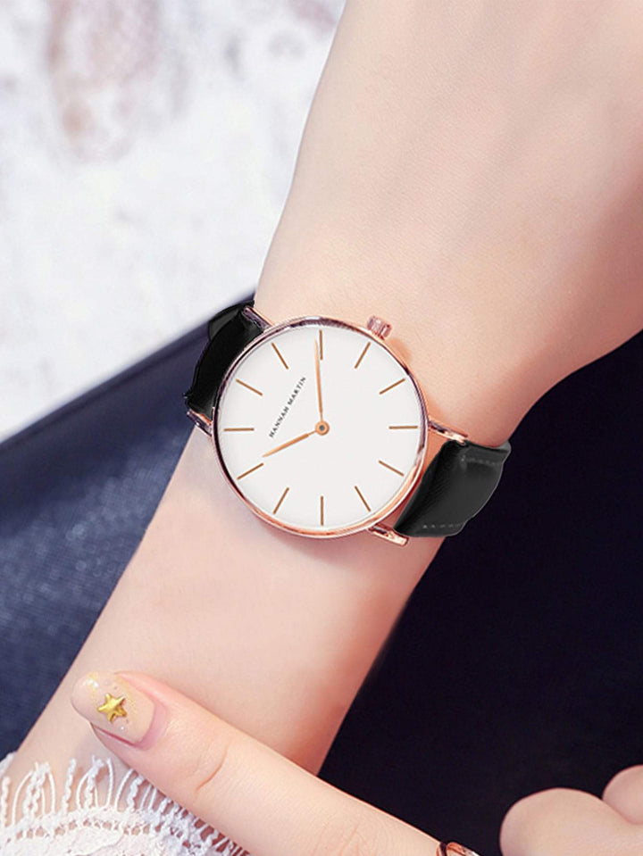 Shein- HANNAH MARTIN Minimalist Round Pointer Quartz Watch