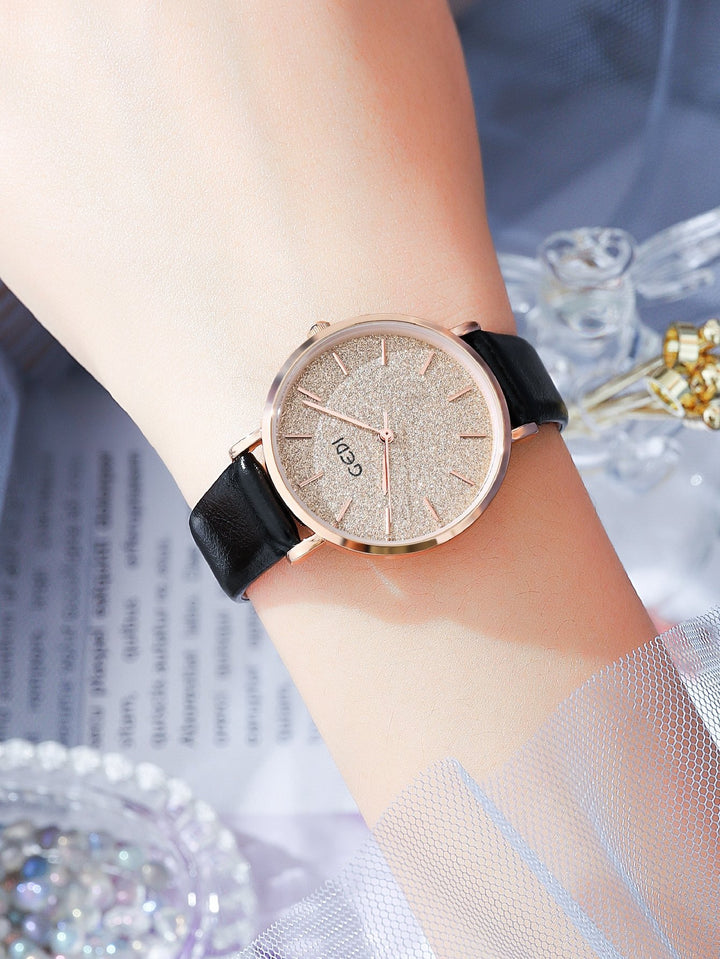 Shein- Minimalist Round Pointer Quartz Watch