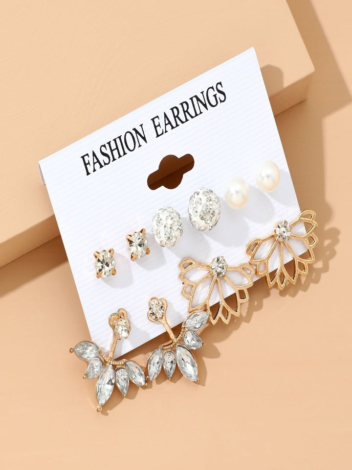 Shein- 5pairs Rhinestone & Faux Pearl Decor Earrings