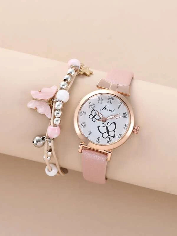 Shein- 1pc Rhinestone Decor Pointer Watch With 2pcs Bracelet-1 – Bagallery