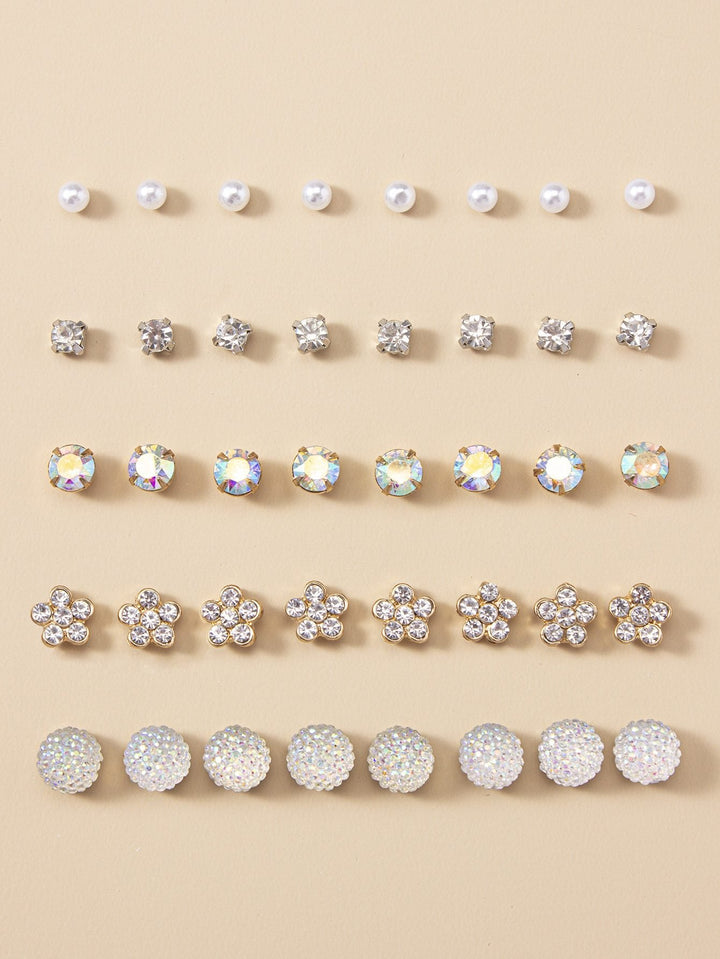 Shein- 20pairs Rhinestone Decor Earrings