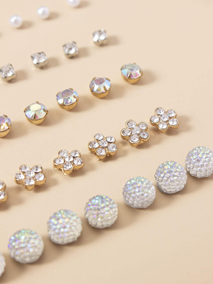 Shein- 20pairs Rhinestone Decor Earrings