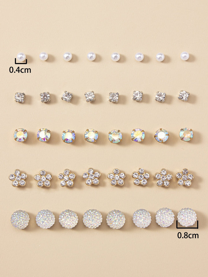 Shein- 20pairs Rhinestone Decor Earrings