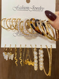 Shein - 10Pairs Faux Pearl & Butterfly Decor Earrings