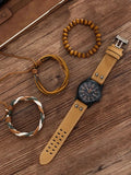 Shein- 1pc Men Round Pointer Date Quartz Watch & 3pcs Bracelet