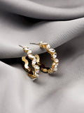 Shein- Zircon Decor Open Hoop Earrings