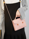 Shein- Minimalist Flap Satchel Bag-Pink