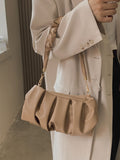 Shein - Fashionable And Versatile Ruffled Solid Color Shoulder Bag