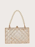Shein- Clear Faux Pearl Handle Box Bag