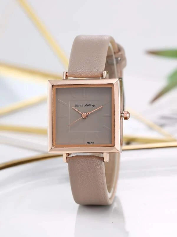 Shein- Simple Quartz Square Pointer Watch