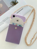 Shein- 1pc Chain Detail Wallet iPhone Case
