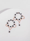 Shein - Bead & Chain Decor Hoop Earrings