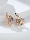 Shein - 1 Pair Purple Horse Eye & Flower Shape Ear Studs