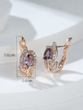 Shein - 1 Pair Purple Horse Eye & Flower Shape Ear Studs