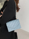 Shein- Minimalist Quilted Chain Flap Square Bag
