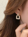 Shein - Geometric Rhinestone Drop Earrings