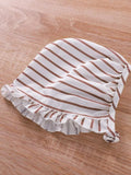 Shein- Baby Striped Print Ruffle Trim Dress & Hat