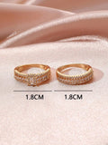 Shein- 2pcs 18K Gold Plated Zircon Decor Ring