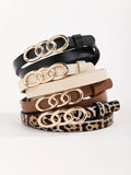 Shein - Leopard Print Belt With 4 Pieces Piercing Tool