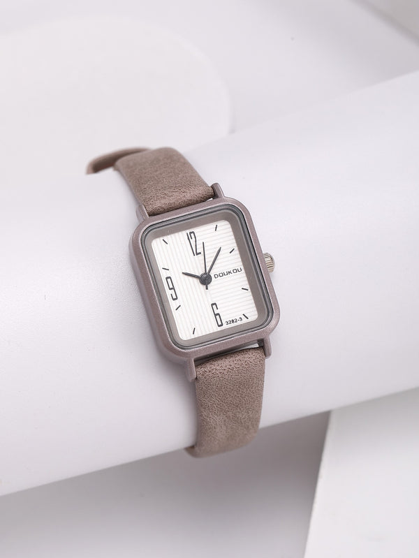 Shein - Water Resistant Square Pointer Quartz Watch