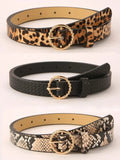 SHEIN 3pcs animal pattern metal buckle belt