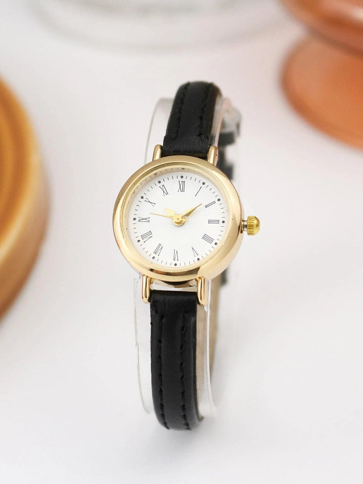 Shein- Minimalist Round Pointer Quartz Watch