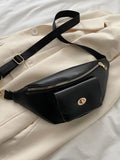 Shein - Flap pocket twist lock waist bag