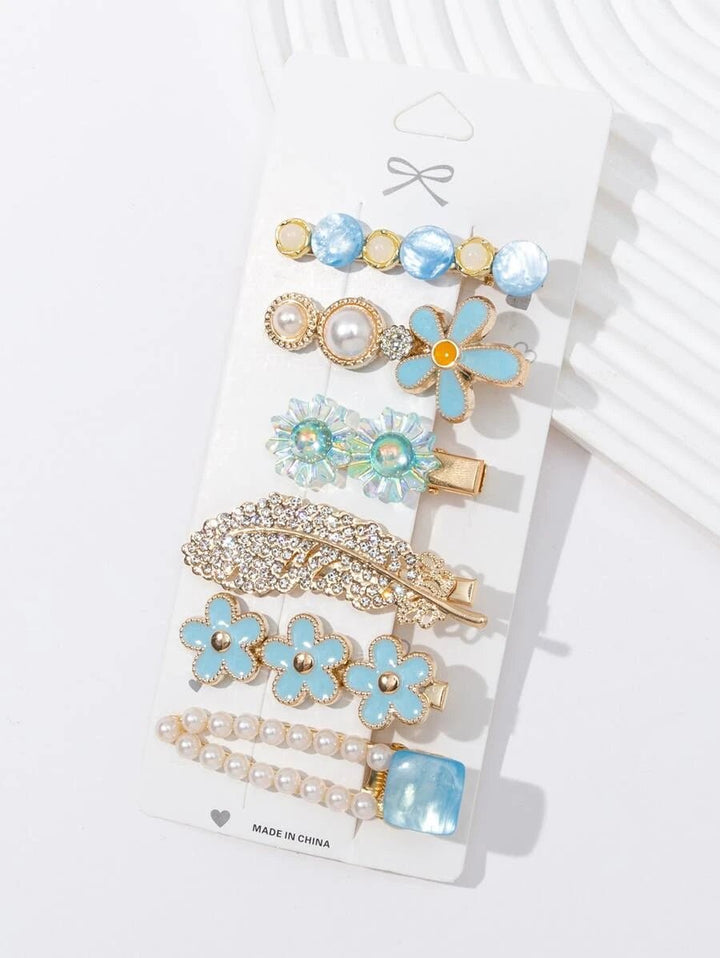 Shein - Eldon&UAT703 Accessory store 6-Piece Floral Embellished Hair Clip