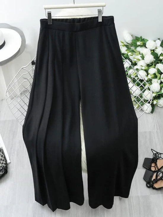 Shein Wide leg trousers with stitching details plus size