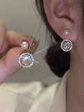 Shein- Faux Pearl & Zircon Decor Earring Jackets