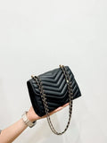 Shein - Quilted Combination Square Bag With Chain