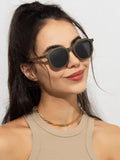 Shein - Geometric Frame Sunglasses Matte Black