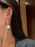 Shein- Faux pearl rhinestone decor drop earrings