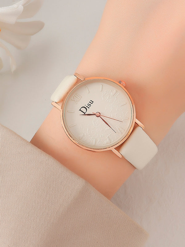 Shein - Minimalist Round Pointer Quartz Watch