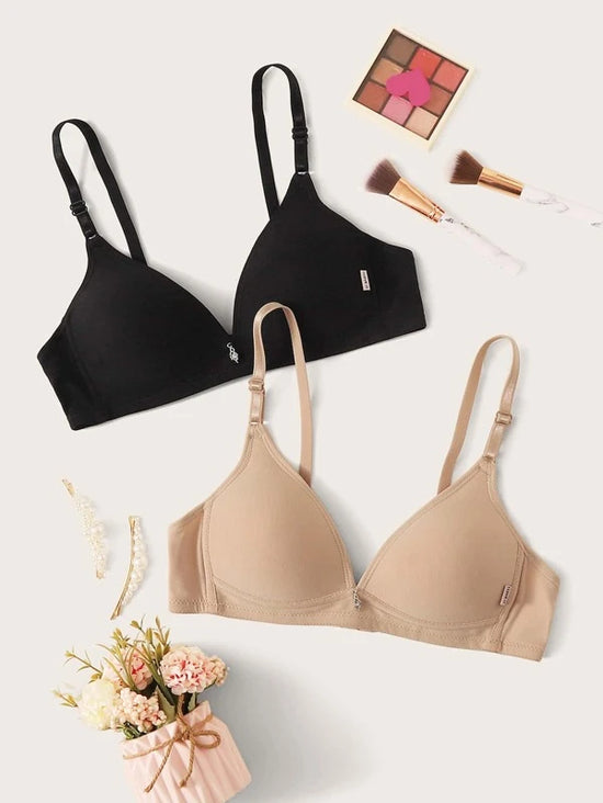 Shein Solid color bra with adjustable straps - 2 pcs