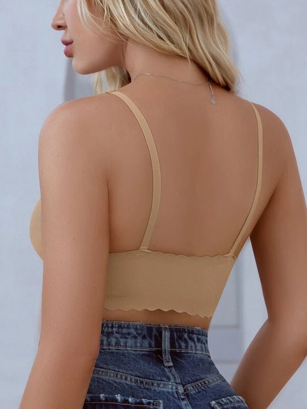 Shein - Solid Scallop Trim Bralette