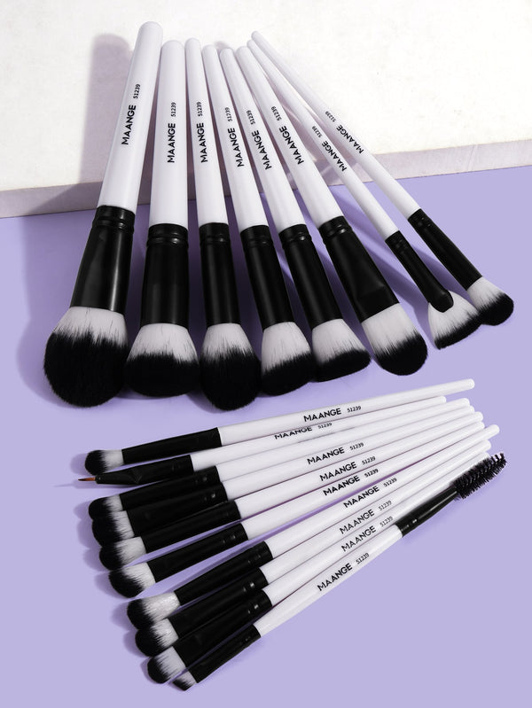 Shein - MAANGE 18pcs Professional Makeup Brush Set,Makeup Tools With Soft Fiber For Easy Carrying,Foundation Brush,Eye Shadow Brush,Smudge Brush,Eyebrow Brush,Brush Set For Travel