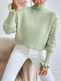 SHEIN High neck knitted sweater with flounce sleeves