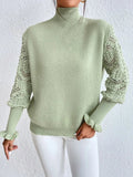 SHEIN High neck knitted sweater with flounce sleeves
