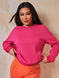 Shein - Sxy Solid Color Low Shoulder Pullover