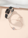 Shein - 1pc Minimalist Quartz Watch & 1pc Bracelet