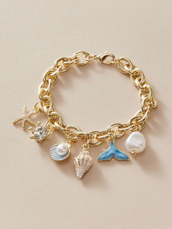 Shein - Starfish & Fish Tail Charm Bracelet