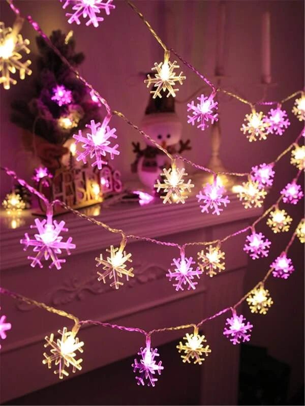 Shein 1pc 10/20/30 LEDs 2/3/4.5M Christmas Snowflake String Light
