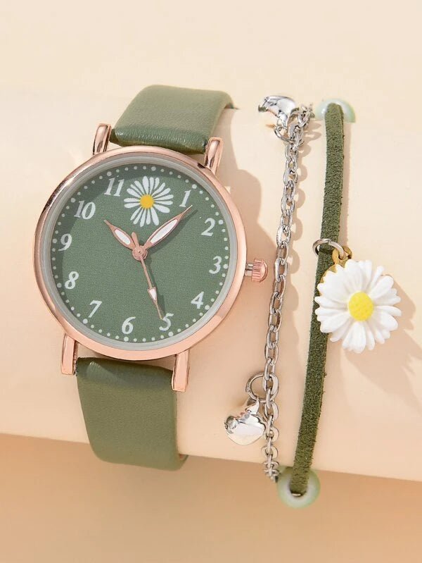 Shein Quartz watch with one piece round index dial and one piece bracelet