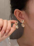 Shein - Butterfly Rhinestone Dangle Earrings